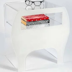 Tavolino / comodino da salotto, in cristallo acrilico di design Mineo