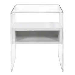 Tavolino Comodino di Design in Plexiglass Trasparente e Legno - Pascoli