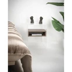 Tavolino Comodino di Design in Plexiglass Trasparente e Legno - Pascoli