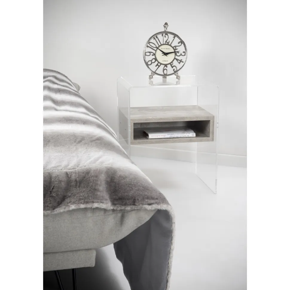 Tavolino Comodino di Design in Plexiglass Trasparente e Legno - Pascoli