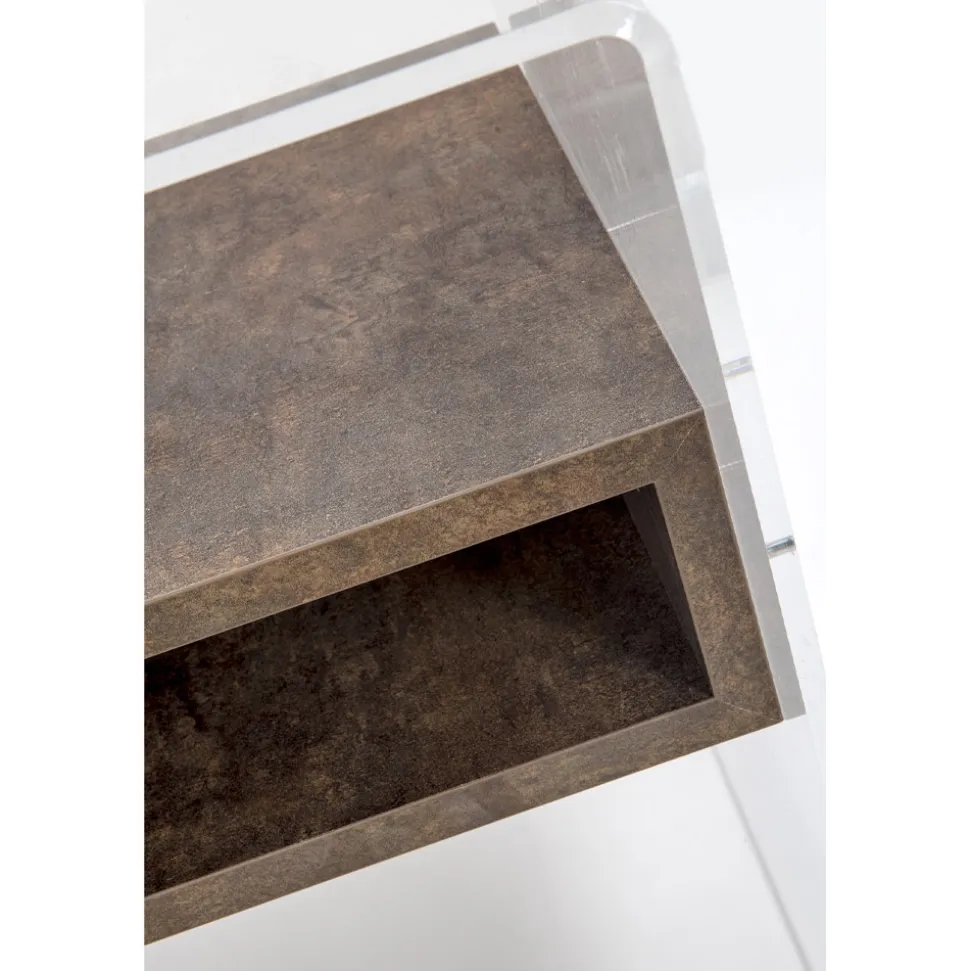 Tavolino Comodino di Design in Plexiglass Trasparente e Legno - Pascoli