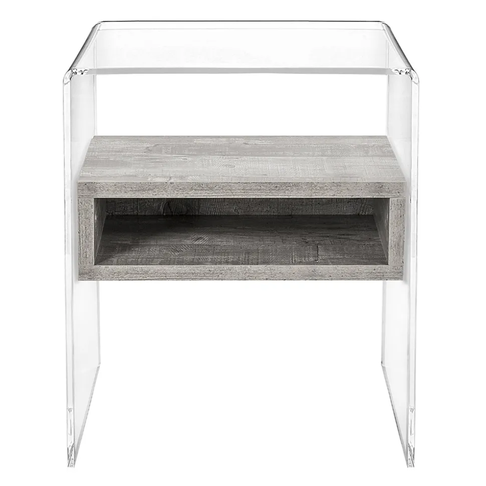 Tavolino Comodino di Design in Plexiglass Trasparente e Legno - Pascoli
