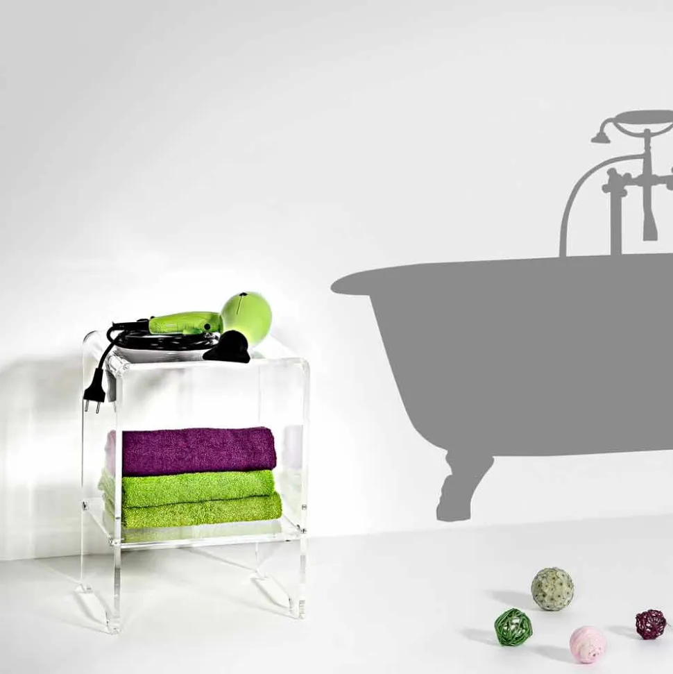 Tavolino / comodino trasparente design moderno Mimi, made in Italy