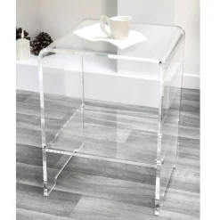 Tavolino / comodino trasparente design moderno Mimi, made in Italy