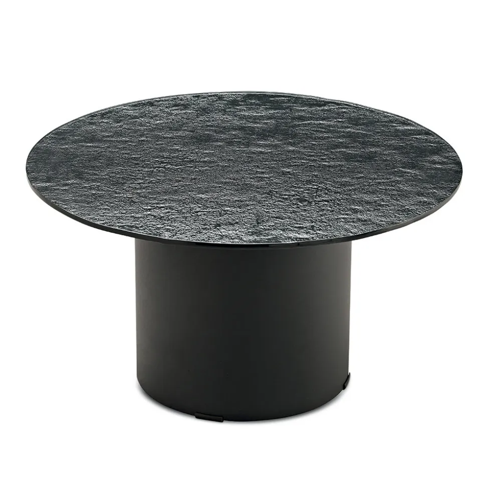 Tavolino con Base in Metallo e Piano Ø60 cm in Specchio o Vetro - Flaminia