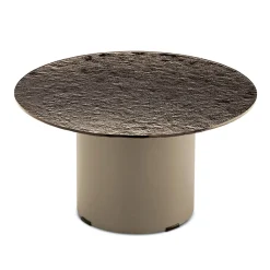 Tavolino con Base in Metallo e Piano Ø60 cm in Specchio o Vetro - Flaminia