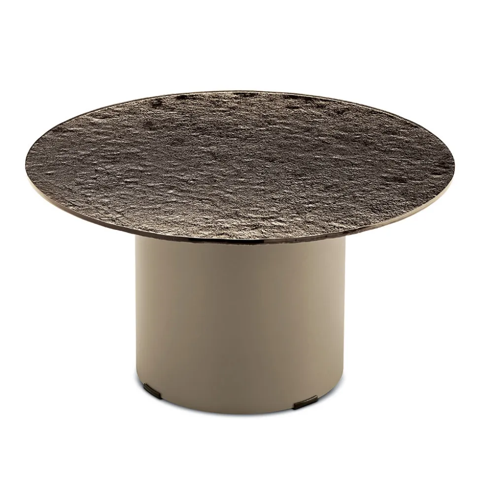 Tavolino con Base in Metallo e Piano Ø60 cm in Specchio o Vetro - Flaminia