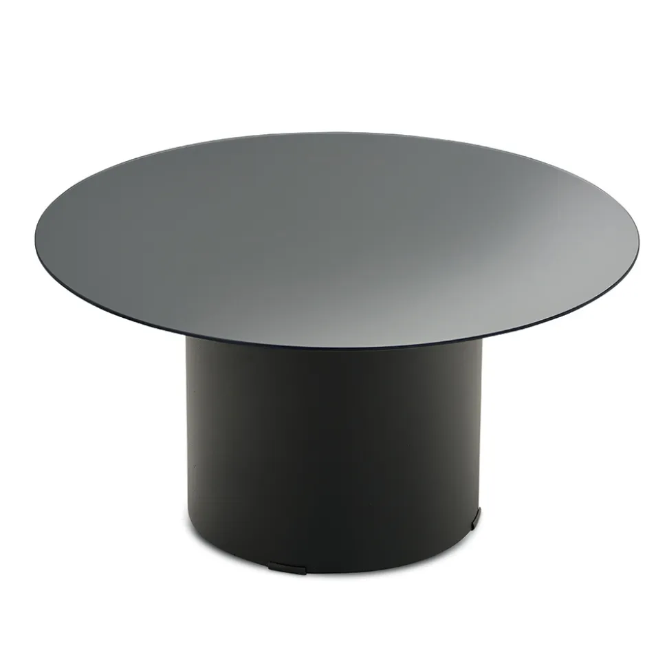 Tavolino con Base in Metallo e Piano Ø60 cm in Specchio o Vetro - Flaminia