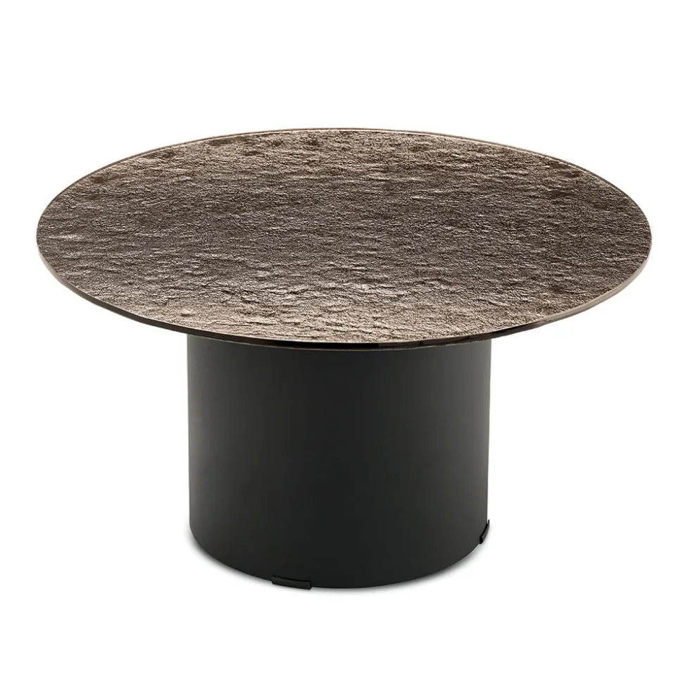Tavolino con Base in Metallo e Piano Ø60 cm in Specchio o Vetro - Flaminia