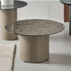 Tavolino con Base in Metallo e Piano Ø60 cm in Specchio o Vetro - Flaminia
