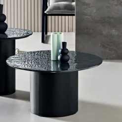 Tavolino con Base in Metallo e Piano Ø60 cm in Specchio o Vetro - Flaminia