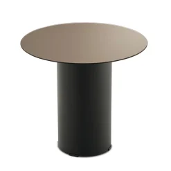 Tavolino con Base in Metallo e Piano Ø45 cm in Specchio o Vetro - Flaminia