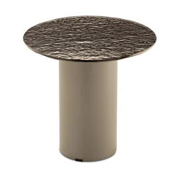Tavolino con Base in Metallo e Piano Ø45 cm in Specchio o Vetro - Flaminia