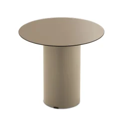 Tavolino con Base in Metallo e Piano Ø45 cm in Specchio o Vetro - Flaminia