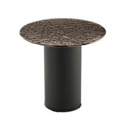 Tavolino con Base in Metallo e Piano Ø45 cm in Specchio o Vetro - Flaminia