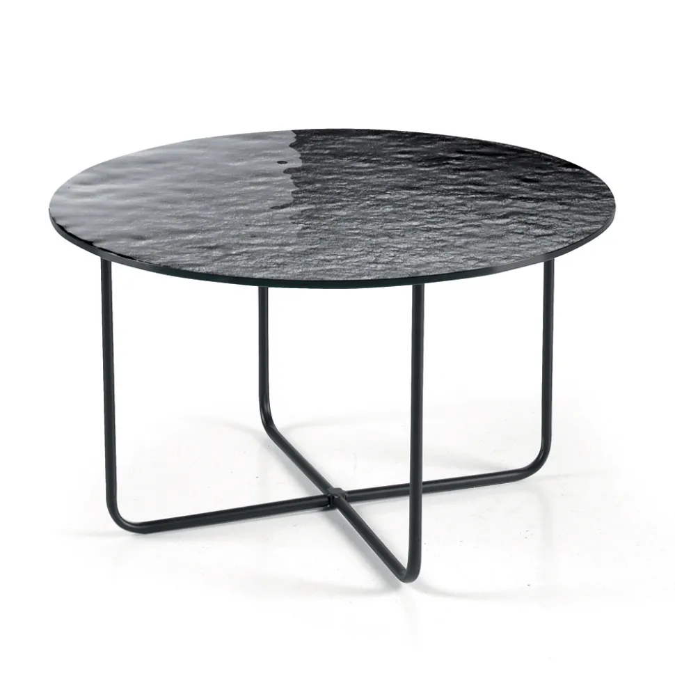 Tavolino con Piano in Specchio e Ceramica Effetto Marmo Made in Italy - Giusta