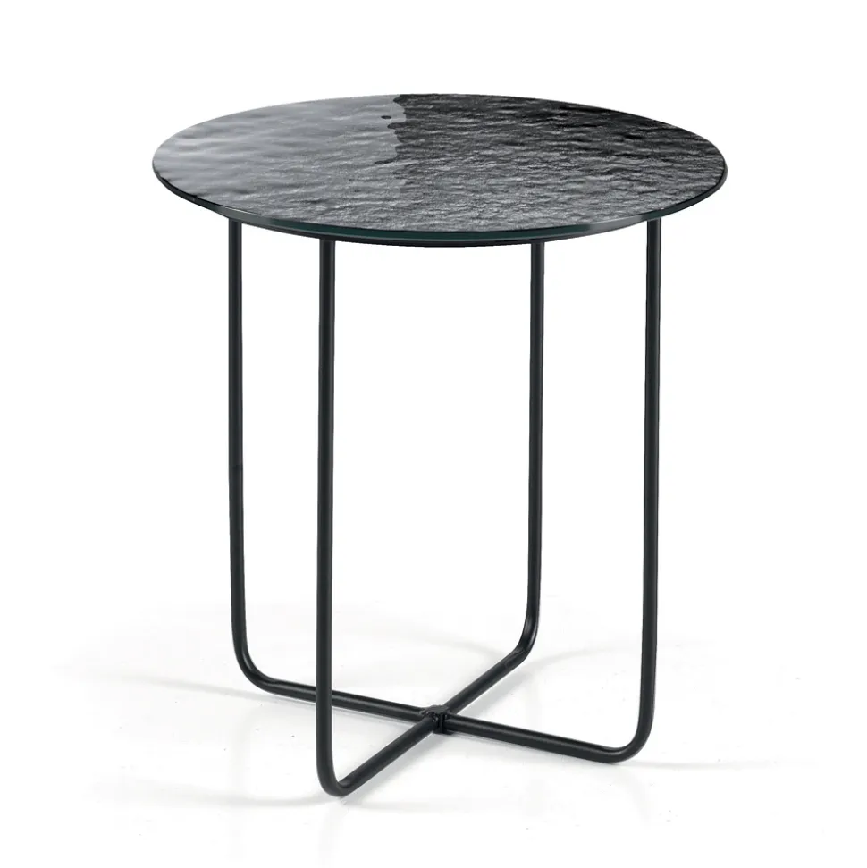 Tavolino con Piano in Specchio e Ceramica Effetto Marmo Made in Italy - Giusta