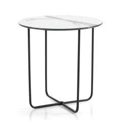 Tavolino con Piano in Specchio e Ceramica Effetto Marmo Made in Italy - Giusta
