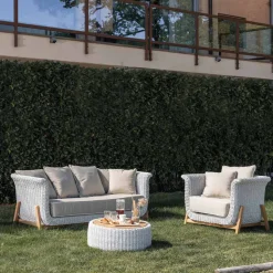 Tavolino Contenitore da Giardino in Teak ed Intreccio in Corda - Arjuna