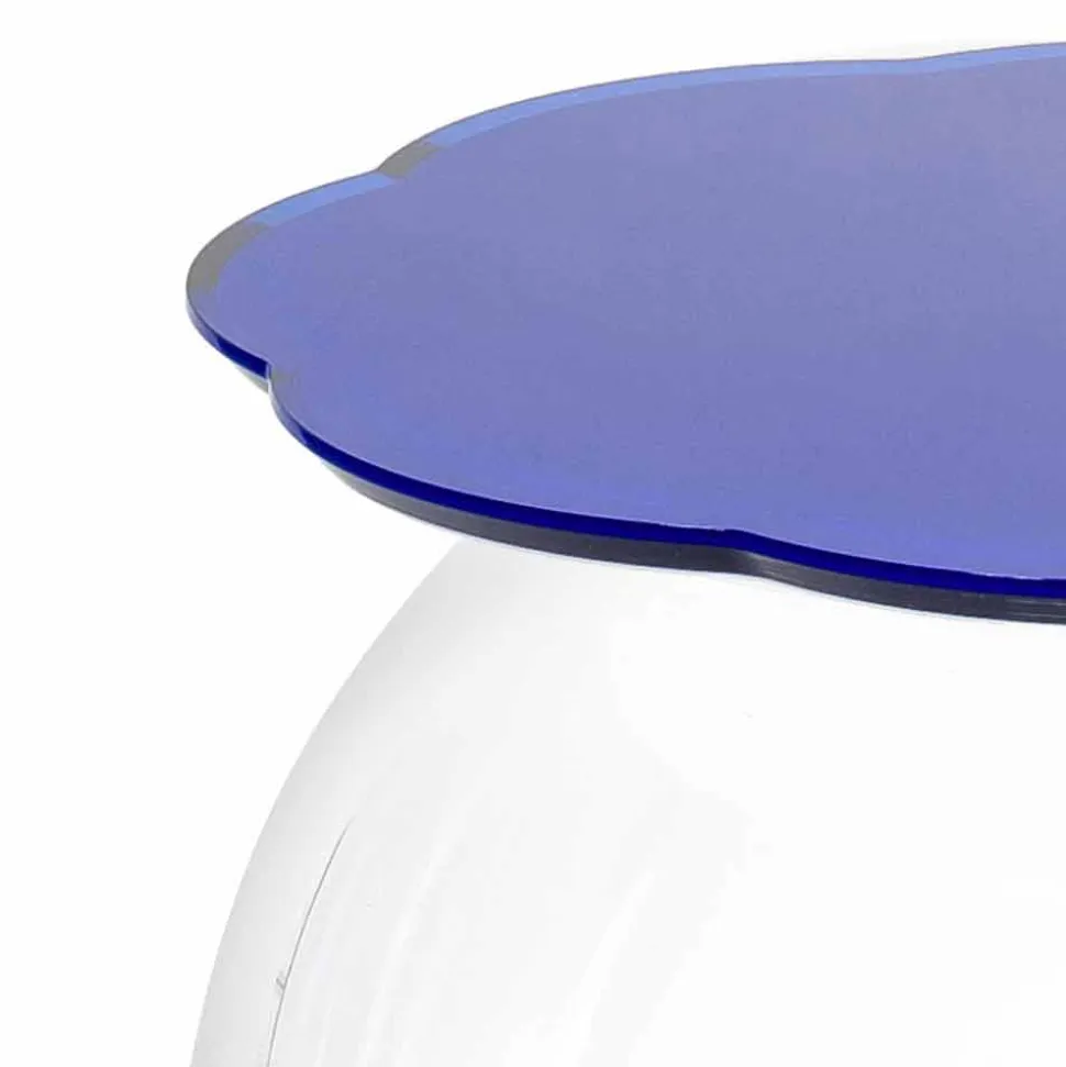 Tavolino / contenitore tondo blu Biffy,design moderno made in Italy