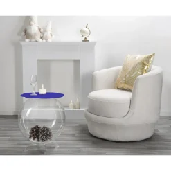 Tavolino / contenitore tondo blu Biffy,design moderno made in Italy