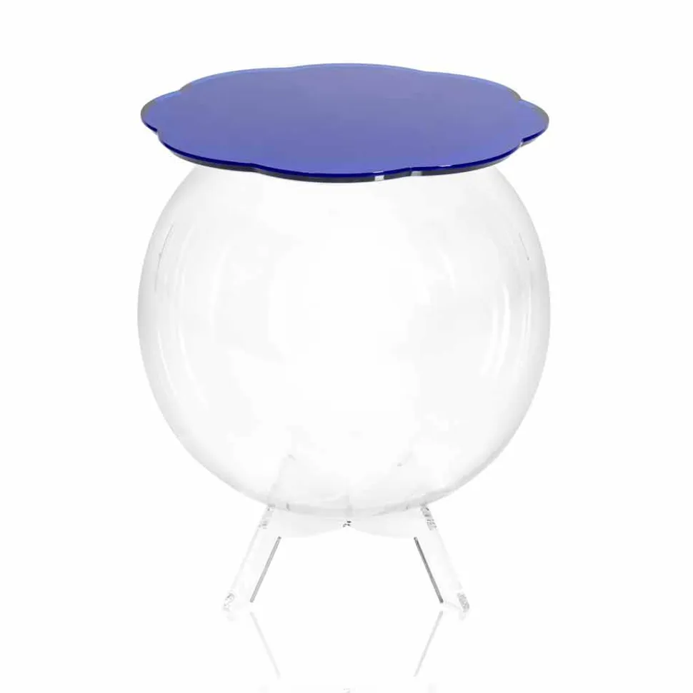 Tavolino / contenitore tondo blu Biffy,design moderno made in Italy