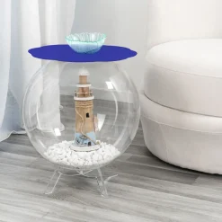 Tavolino / contenitore tondo blu Biffy,design moderno made in Italy