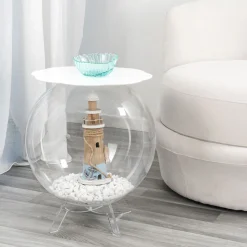 Tavolino / contenitore tondo bianco Biffy,design moderno made in Italy