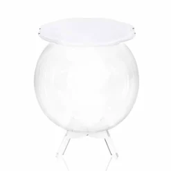 Tavolino / contenitore tondo bianco Biffy,design moderno made in Italy