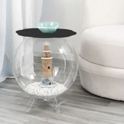 Tavolino / contenitore tondo nero Biffy,design moderno made in Italy