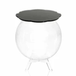 Tavolino / contenitore tondo nero Biffy,design moderno made in Italy