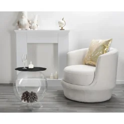 Tavolino / contenitore tondo nero Biffy,design moderno made in Italy
