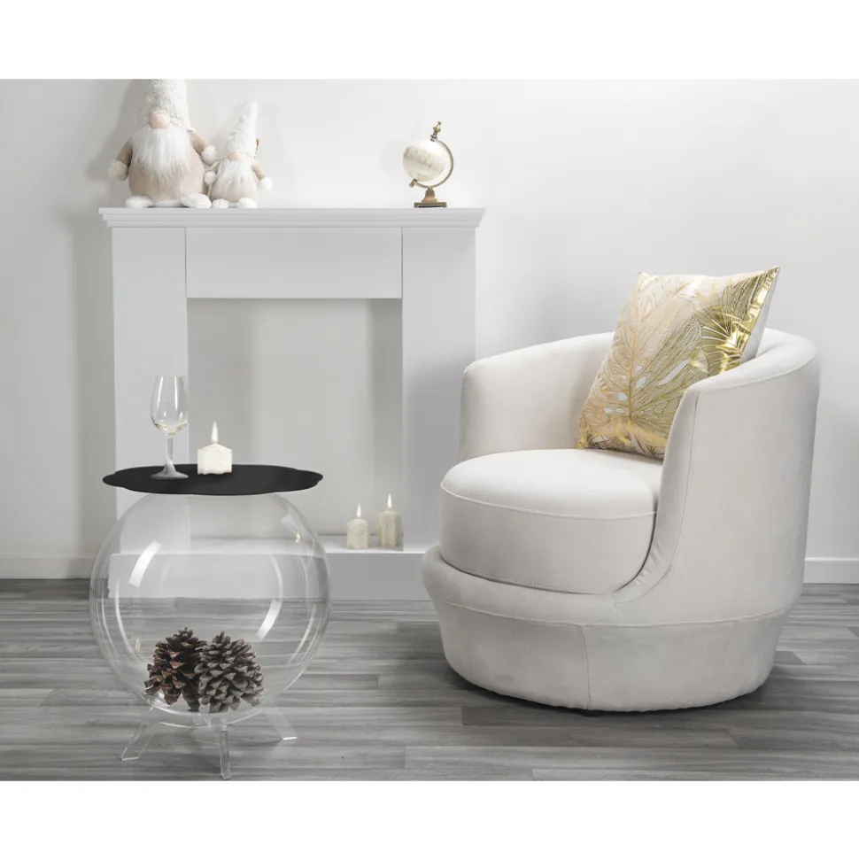 Tavolino / contenitore tondo nero Biffy,design moderno made in Italy