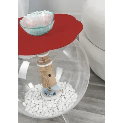 Tavolino / contenitore tondo rosso Biffy,design moderno made in Italy