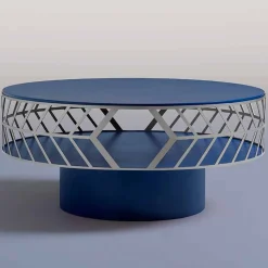 Tavolino da Caffè Moderno Basso di Design Blu o Bordeaux con Anello - Lok
