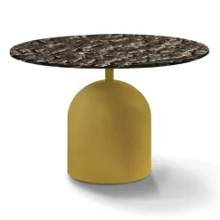 Tavolino da Caffè Tondo in Cristallo Forgiato e Metallo Made in Italy - Livigno