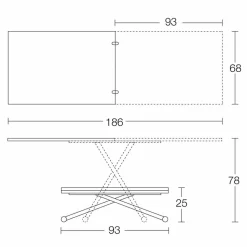 Tavolino da Caffè Trasformabile Moderno in Legno e Metallo Made in Italy - Gabri