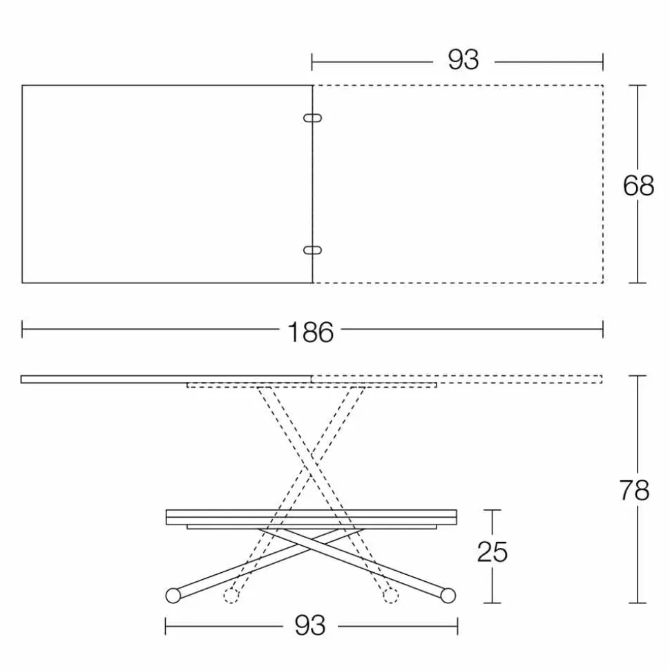 Tavolino da Caffè Trasformabile Moderno in Legno e Metallo Made in Italy - Gabri