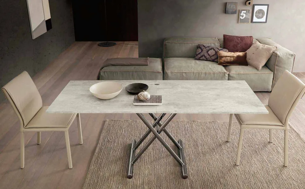 Tavolino da Caffè Trasformabile Moderno in Legno e Metallo Made in Italy - Gabri