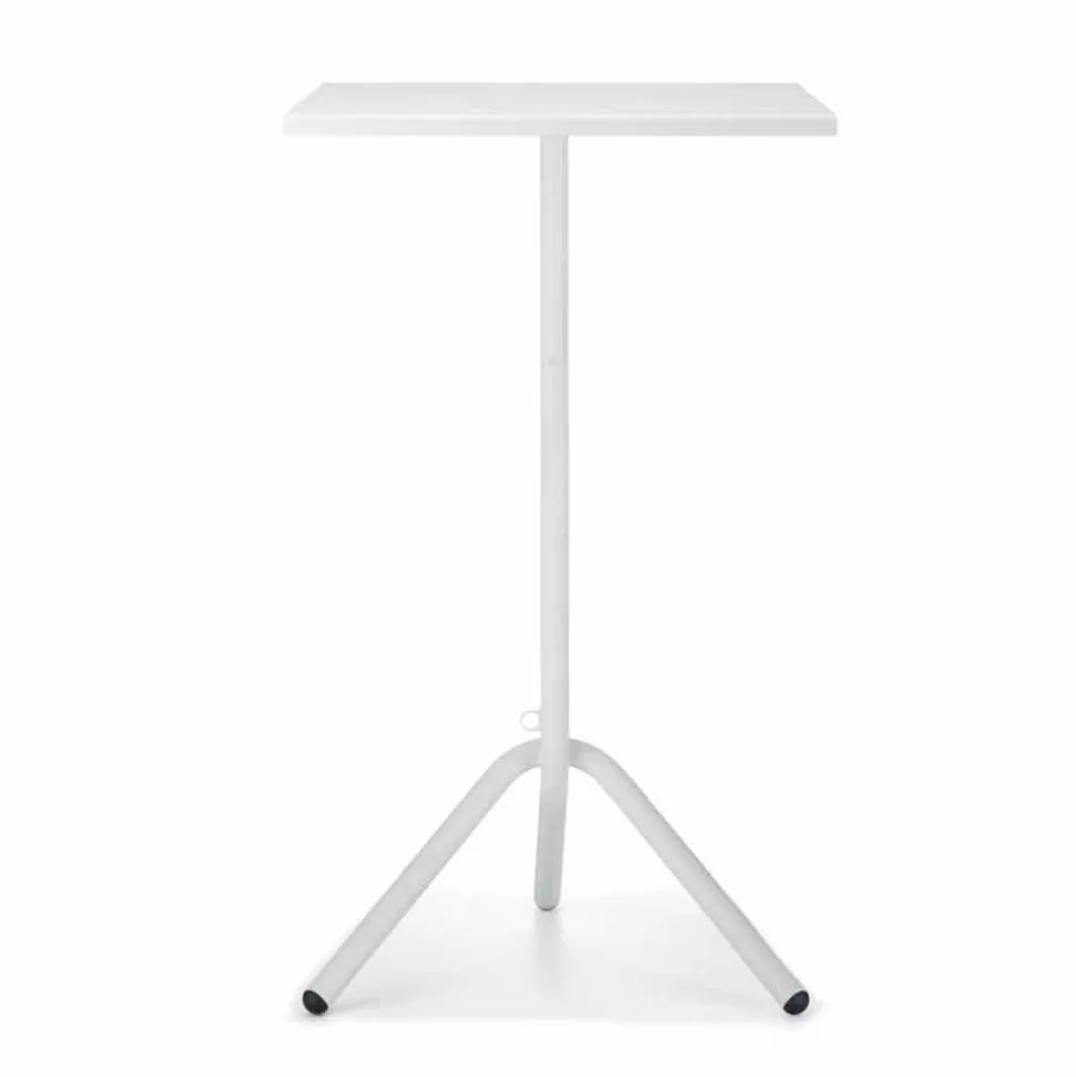 Tavolino da Esterno Alto Quadrato in Metallo e Lamiera Made in Italy - Archibald