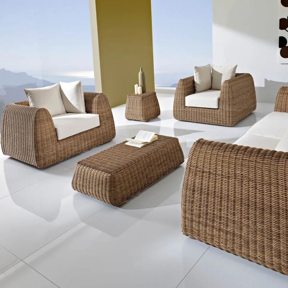 Tavolino da Esterno in Polyrattan Intrecciato a Mano - Charlie