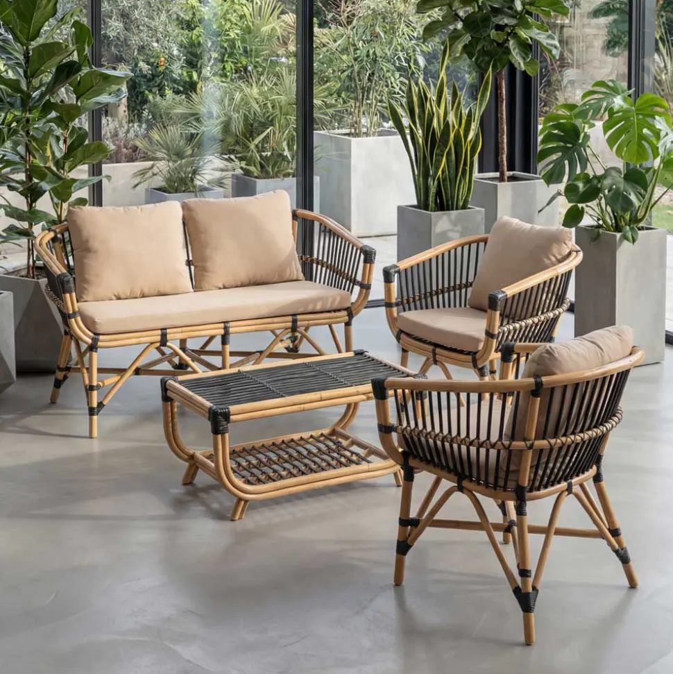 Tavolino da Giardino in Rattan Naturale Intrecciato a Mano – Catelyn