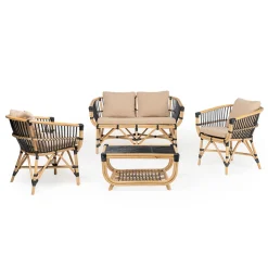 Tavolino da Giardino in Rattan Naturale Intrecciato a Mano – Catelyn