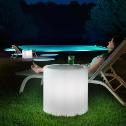 Tavolino da Giardino Luminoso in Polietilene perla Made in Italy - Derti