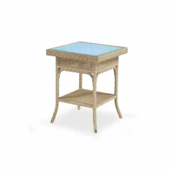 Tavolino da giardino 56x56 cm in polietilene intrecciato a mano Chad