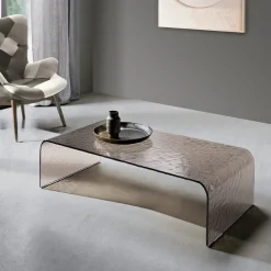 Tavolino da Interno in Vetro Curvato Effetto Martellato Made in Italy - Gelsomina