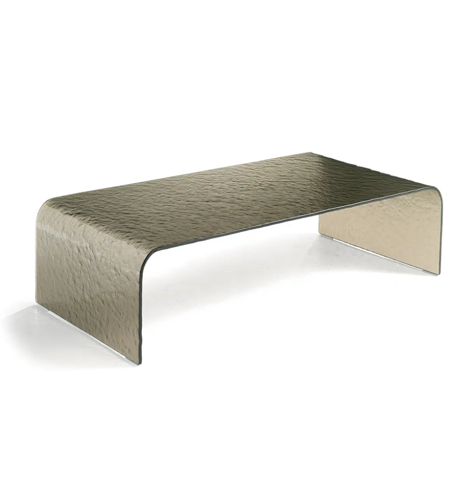 Tavolino da Interno in Vetro Curvato Effetto Martellato Made in Italy - Gelsomina