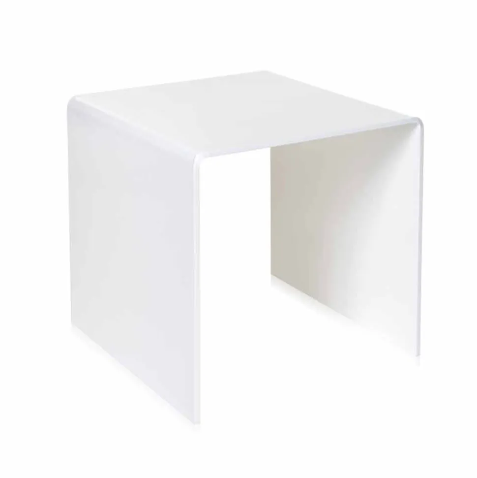 Tavolino da salotto bianco moderno 40x40cm Terry Small, made in Italy