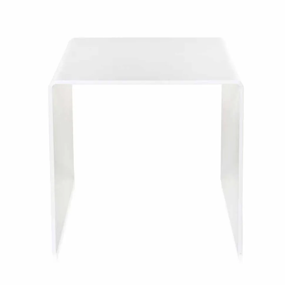 Tavolino da salotto bianco moderno 40x40cm Terry Small, made in Italy