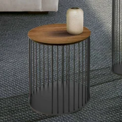Tavolino da Salotto con Piano Tondo in Legno Realizzato in Italia - Montebianco